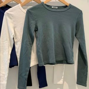 White l/s cropped rib tee ONE SIZE fits all!